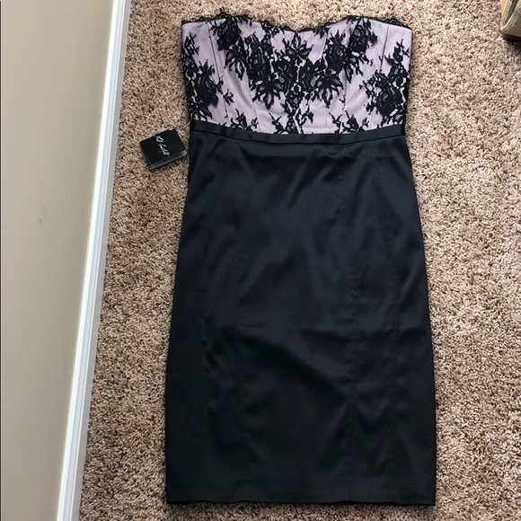 White House Black Market Dresses & Skirts - White House Black Market Strapless Black Dress with Light Pink Lace Bodice